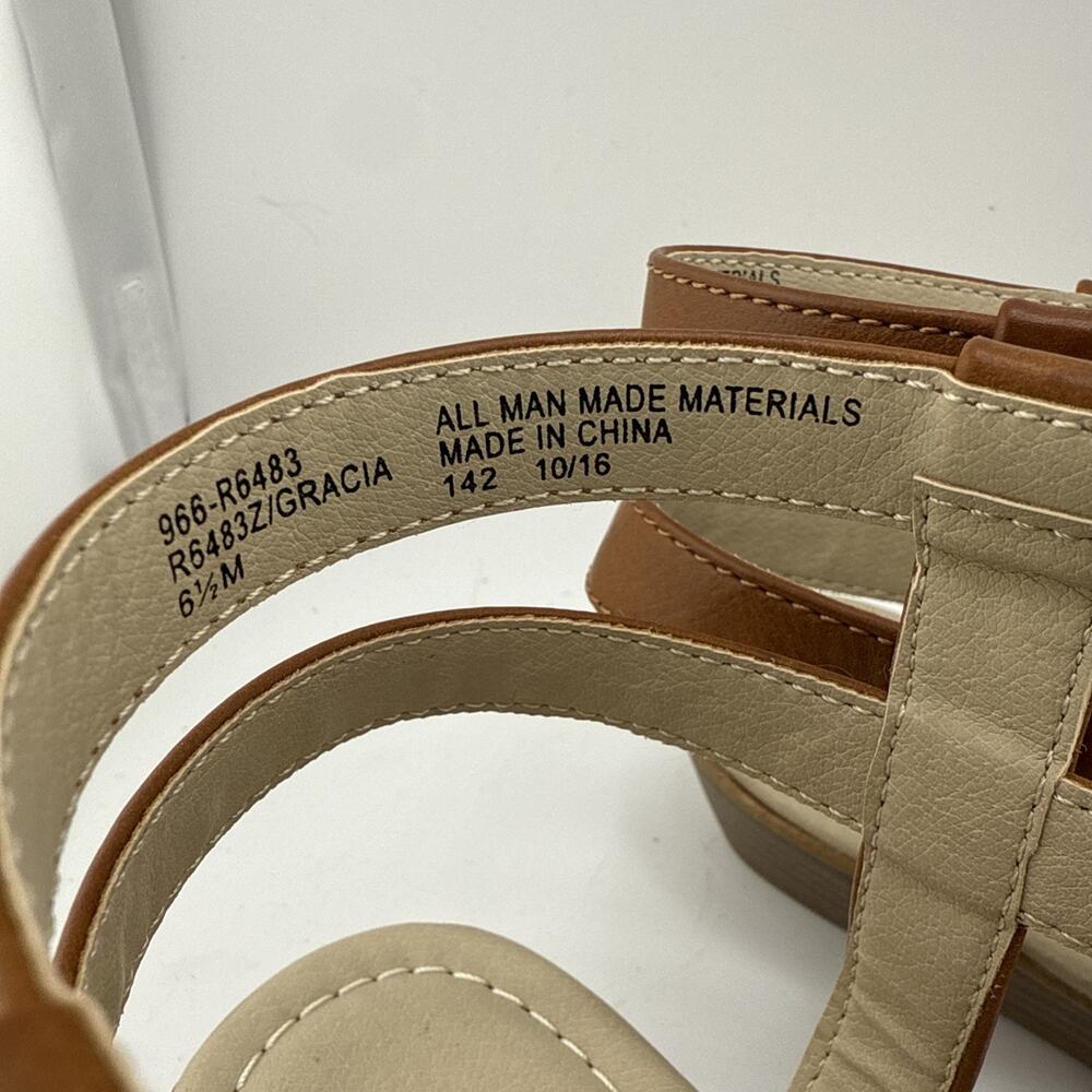 RIALTO Gracia Cognac Zippered Smooth Gladiator Style Sandals Size 6.5M NIB - Picture 2 of 10